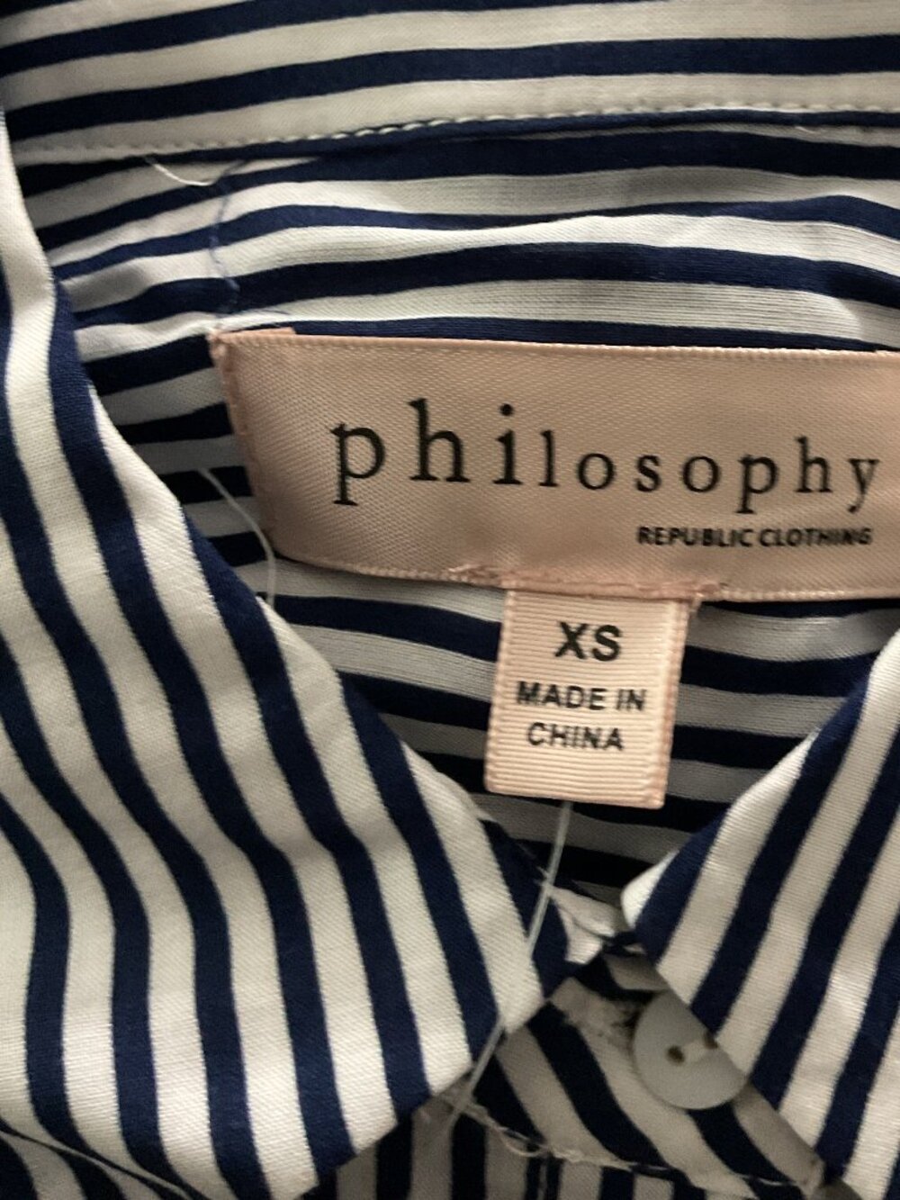 Philosophy Blue Striped Button Down Shirt Sz XS - Picture 10 of 13